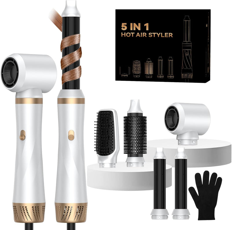  [AUSTRALIA] - Hair Dryer Brush 5 in 1, Blow Dryer Brush Set with Air Curler Wrap Hair Styler, Negative Ionic Blow Dry Brush, Detachable Hair Tool for Curling, Volumizer,Straightener,Drying