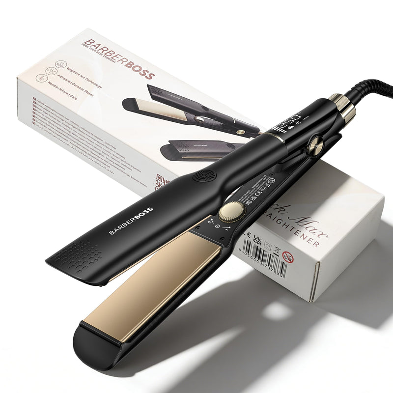 BarberBoss Hair Straighteners for Women, Ceramic Hair Straightener with Floating Plates, Negative Ionic & Keratin Technology, Adjustable Temperature, Professional Flat Iron for Straightening, QR-8422 | Negative Ionic, Keratin Care, Adjustable Heat, Pro...