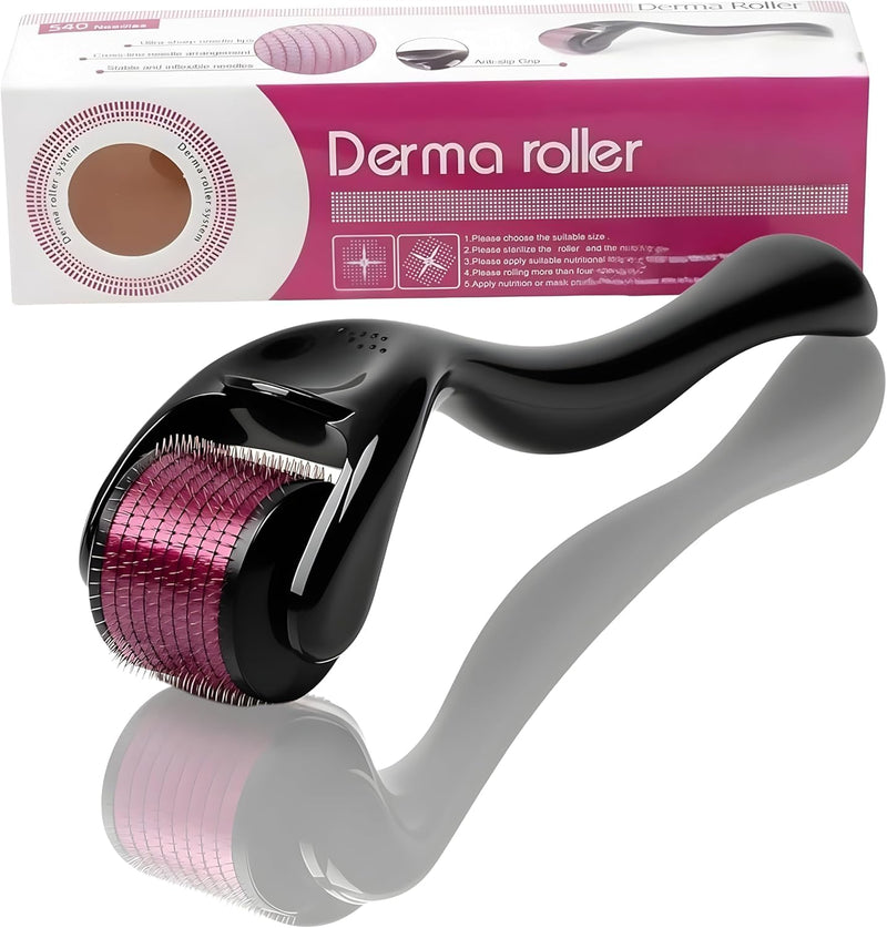 1mm Derma Roller for Hair & Beard Growth – 540 Titanium Microneedles, Microneedling Tool for Face & Scalp, Skin Repair & Acne Scars, At-Home Use for Men & Women Derma 1mm