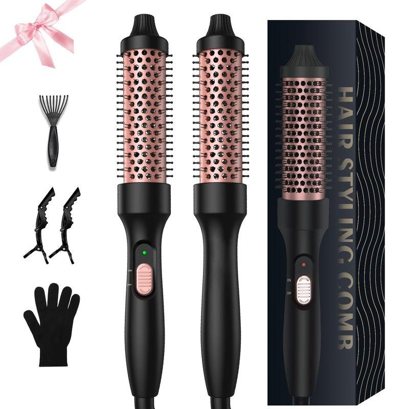 UKLISS Thermal Brush 32mm Heated Round Brush 3 in 1 Heated Curling Brush | to Increase Hair Volume, Make Hair Smoother & Shinier & Loose Curls, Beginner-Friendly, Double Voltage (Black Rose) Elegant Black