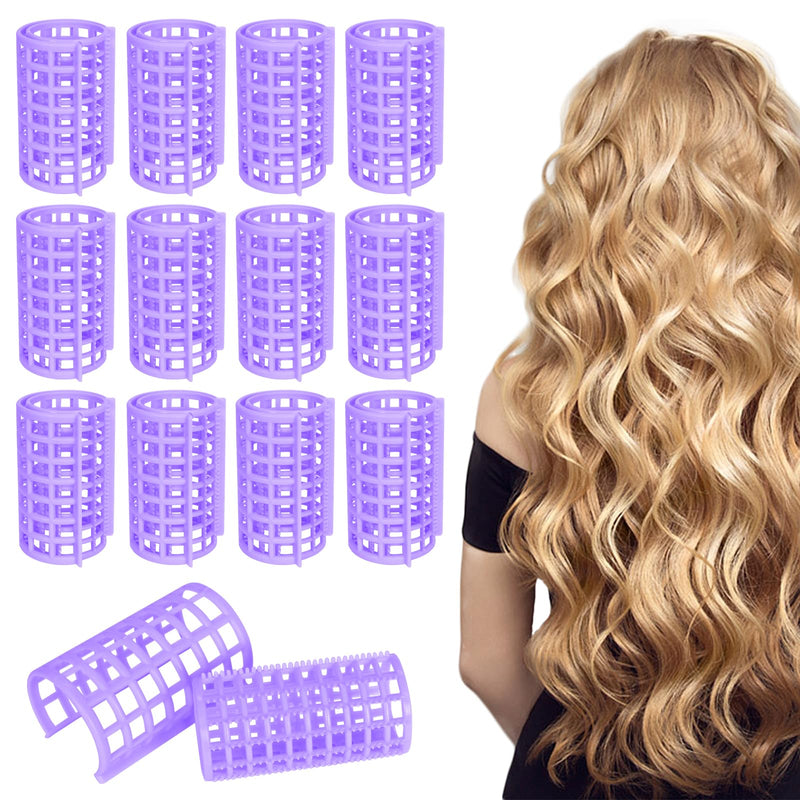  [AUSTRALIA] - 12 Pcs Hair Rollers Set, Self Grip Hair Rollers, Plastic Rollers Curlers, Adhesive Roller, for Long Medium Short Hair Styling Hair