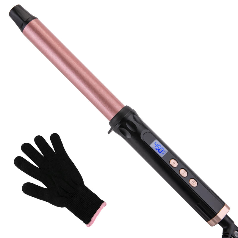 Curling Wand 25mm Tourmaline Ceramic Barrel Hair Curling Wand for Medium to Long Hair, Clamp-Free, Adjustable Temperature, Dual Voltage Professional Hair Curler Iron for Long-Lasting Waves