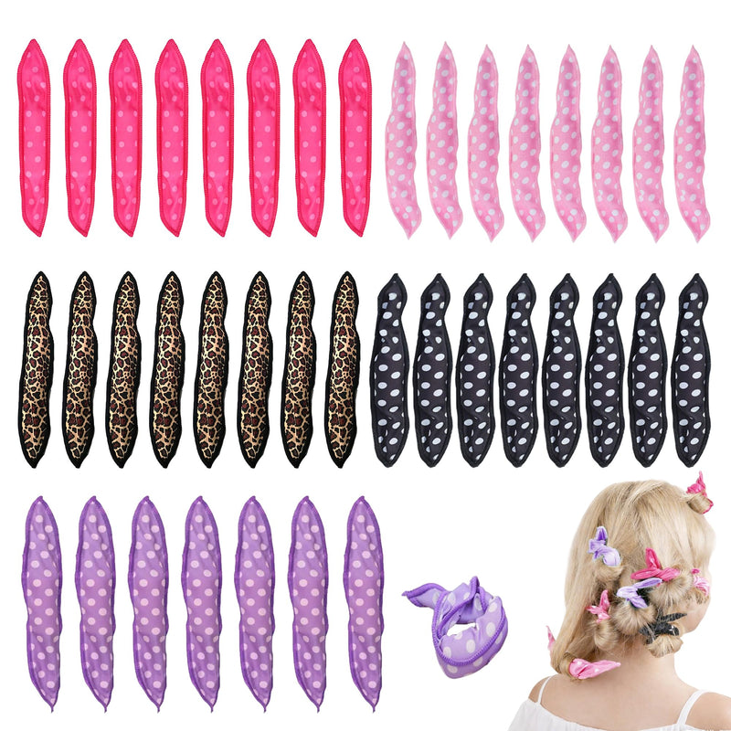 40PCS Foam Hair Rollers for Short Hair, 5 Colors | Soft Heatless Curlers, No Heat Sponge Rollers, Sleep Pillow Rollers, Overnight Hair Curlers, For Long Hair