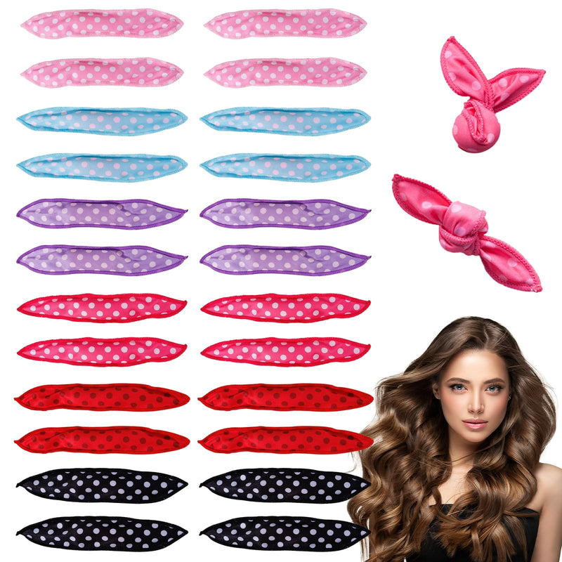 24PCS No Heat Hair Curlers, Heatless Hair Curler, Soft Sponge Hair Rollers, No Heat Overnight Blowout Rods for All Hair Types, Sleep DIY Hair Curls