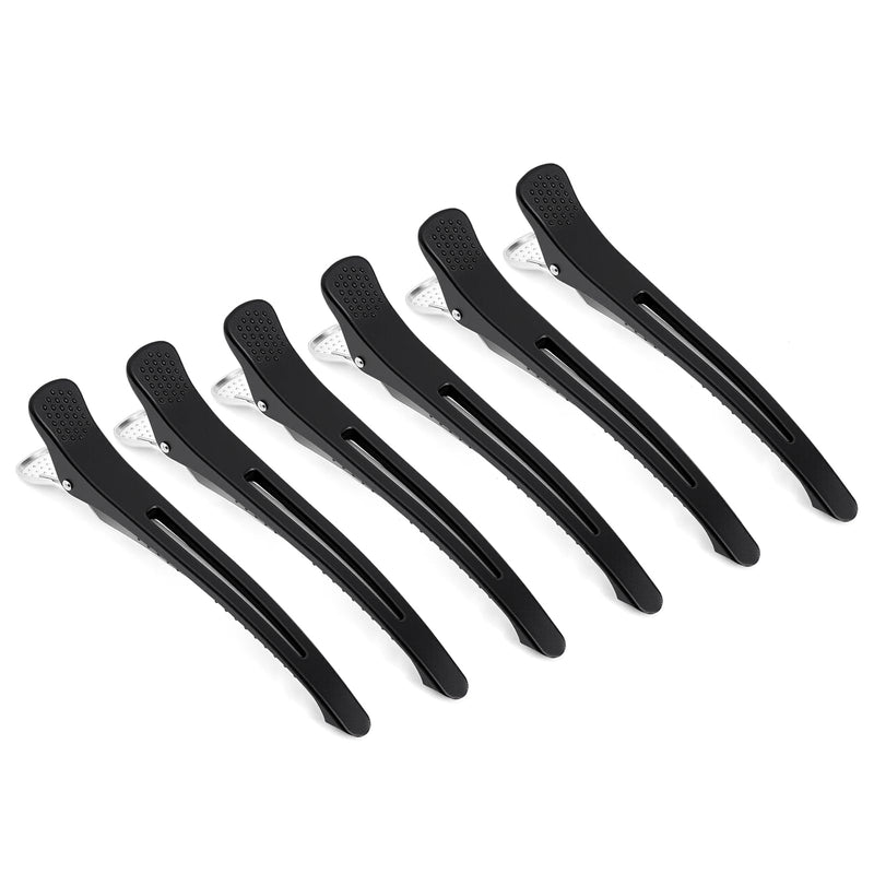 6PCS Professional Hair Clips for Styling Sectioning, Anti-Slip Sectioning Hair Clips, No-Trace hair Sectioning clips, Salon and Home Hairs Roller Clip for Women, Men, Hairdresser (Black) #A 6PCS Black