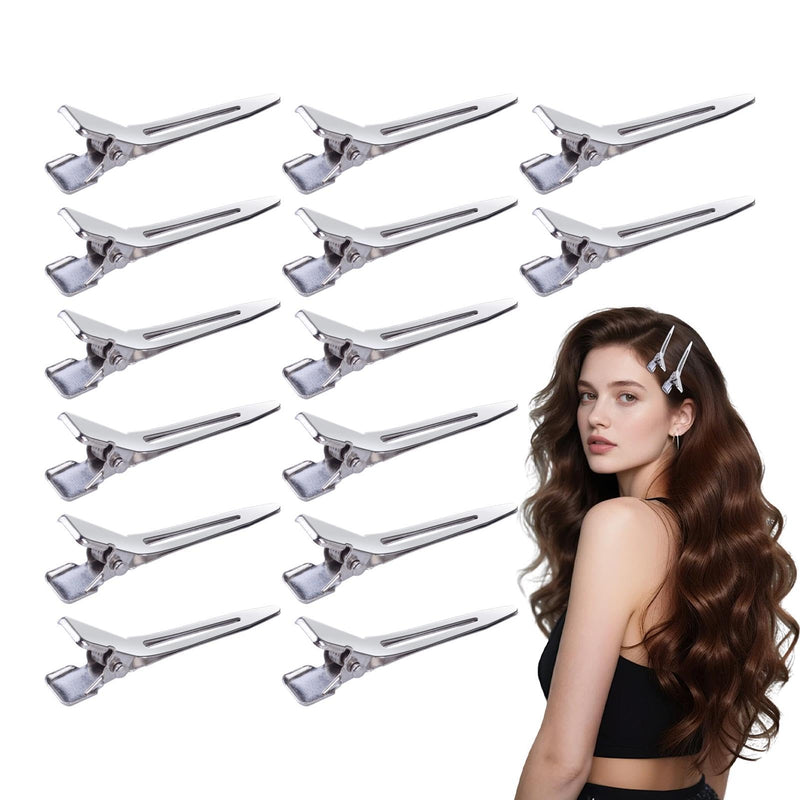 60Psc Duck Bill Hair Clips, 1.8 Inch Metal Hair Clips, Silver Hairs Styling Hairdressing Clip, Alligator Curls-Clip, Pin-Curl Metal Sectioning Rollers for Hair-Styling, Hair-Accessories, Hair-Coloring Sliver
