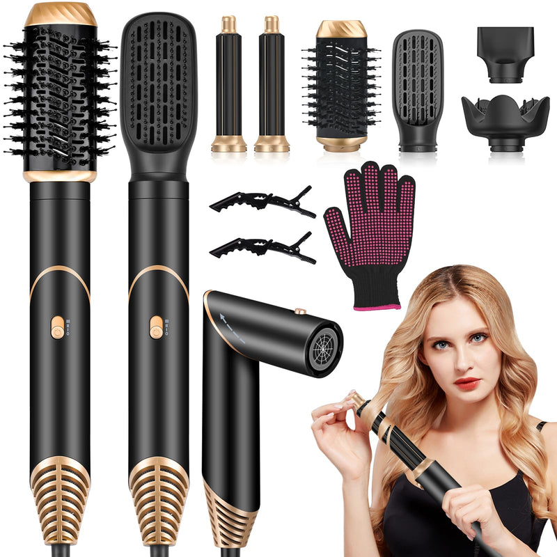 KYN Hair Styler 6-in-1, Air Auto-Wrap Curls, Cushioning Diffuser, Blow Dry Hot Brush, Paddle Smoother & Nozzle Ionic Hairdryer Ideal Gifts for Women Multi Styling Foldable