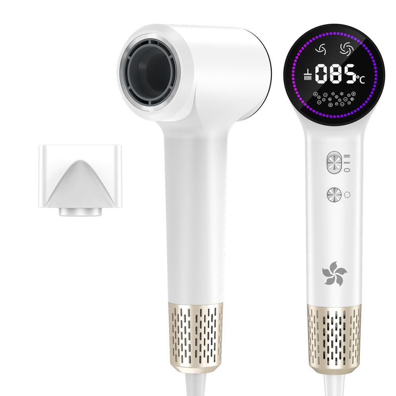 LKV Ionic Hair Dryer Professional Blow Dryer Portable Travel Hairdryer | Plasma Hair Dryers with Concentrator Nozzle, Fast Drying, Low Noise, Anti-Frizz, Small Lightweight Hairdryer for Women Men Pearlwhite