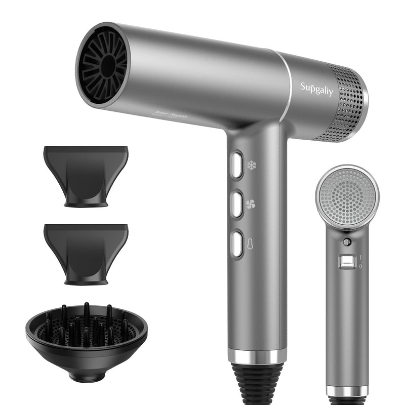 Ionic Hair Dryer 2000W High-Speed Fast Drying, 268g Lightweight | 110,000 RPM Brushless Motor, Low Noise, Travel Hairdryer with Diffuser & Concentrator, UK Plug, for women Family Salon Gift