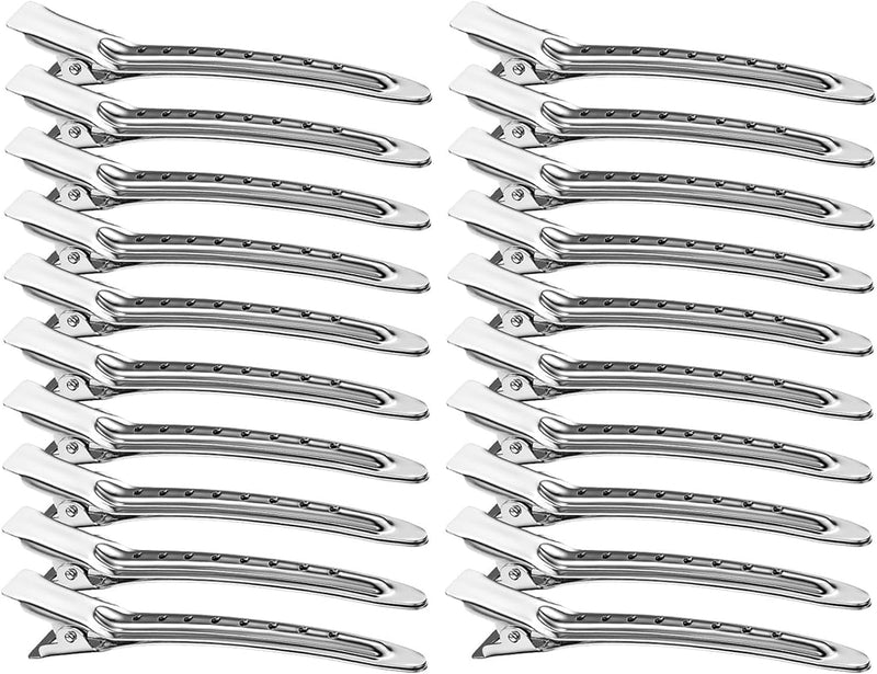 40 Pcs Hair Clips for Styling, 9cm Duck Bill Clips, Pin Curl Metal Sectioning Rollers, Long Roller Styling Alligator Hairdressing, Silver