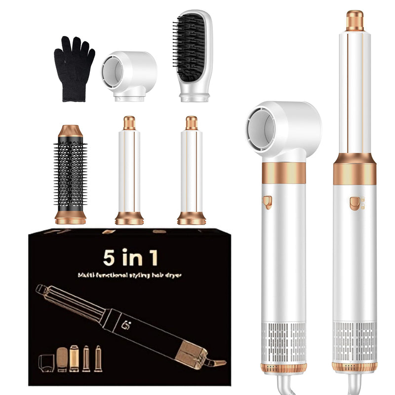 UKLISS Air Styler 5 in 1 Hair Styler Set 1000W Airbrush Hair Styler with Hot air Styler, High-Speed Hair Dryer Brush, Hair Dryer Curler, Volumizer, Round Brush, Air stylers for Women White