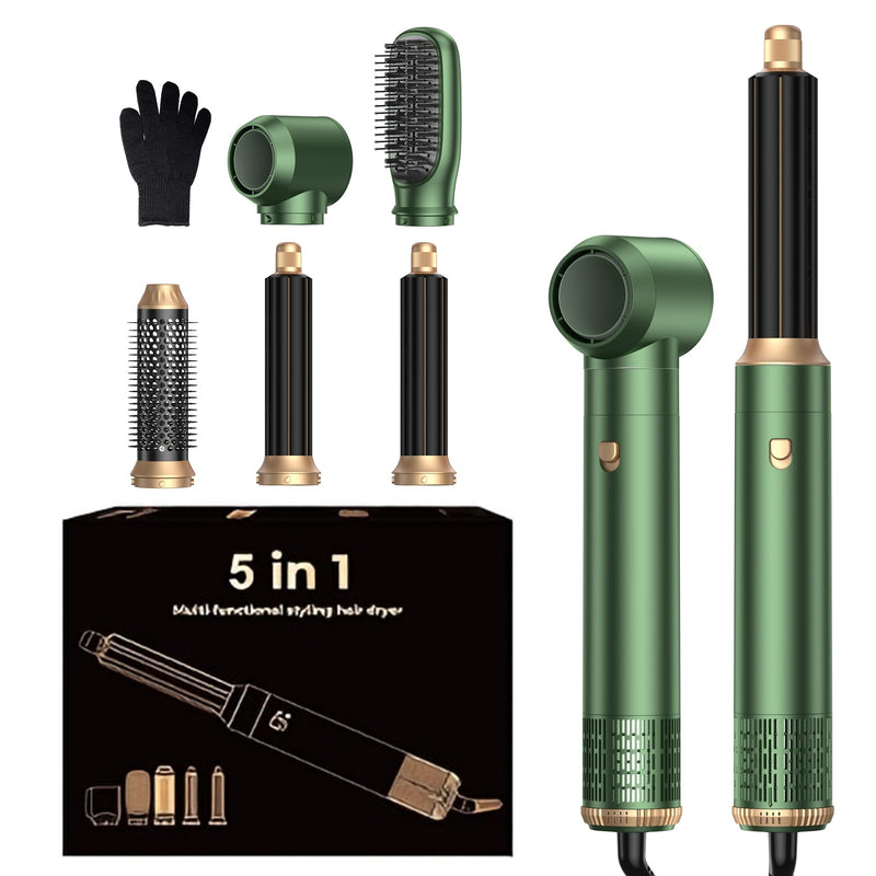 UKLISS Air Styler 5 in 1 Hair Styler Set 1000W Hot Air Styler High Speed Lonic Multi Styler Hair Dryer Brush, Auto Air Curler, Volumizer, Round Brush for Women Green