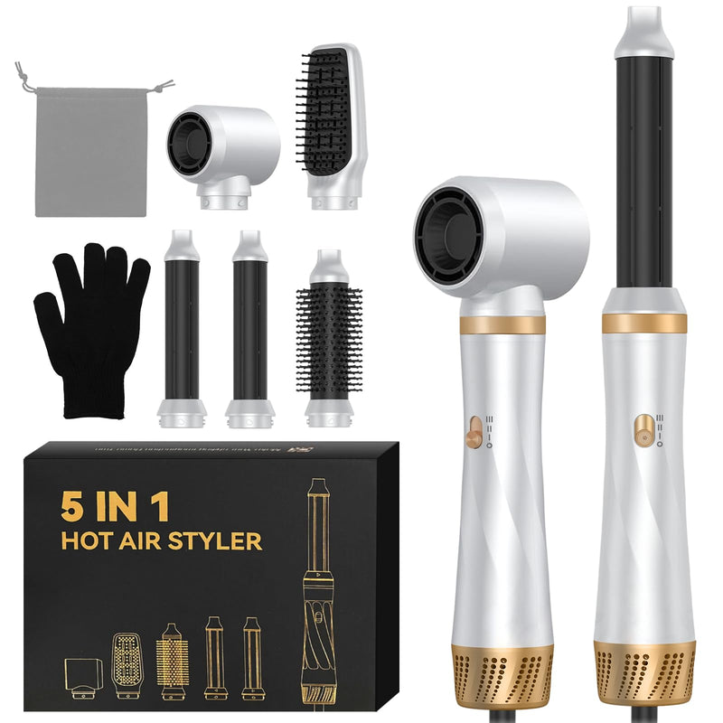  [AUSTRALIA] - Magic Air Styler 5 in 1 Hair Styler, Hot Air Styler Set with Curl, Straighten, Volumise, Smooth and Hairdryer Brushes for Styling, Blow Dryer Brush, Hair Styler for All Hair Type/Length