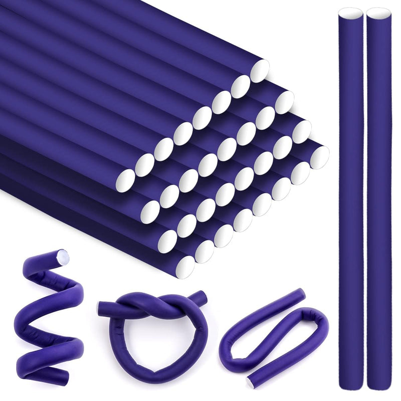 30 Pieces 24cm Large Bendy Rollers Kitsch Flexi Rods | Flexi Rods for Heatless Curls Healthy Hair Soft Foam Hair Rods
