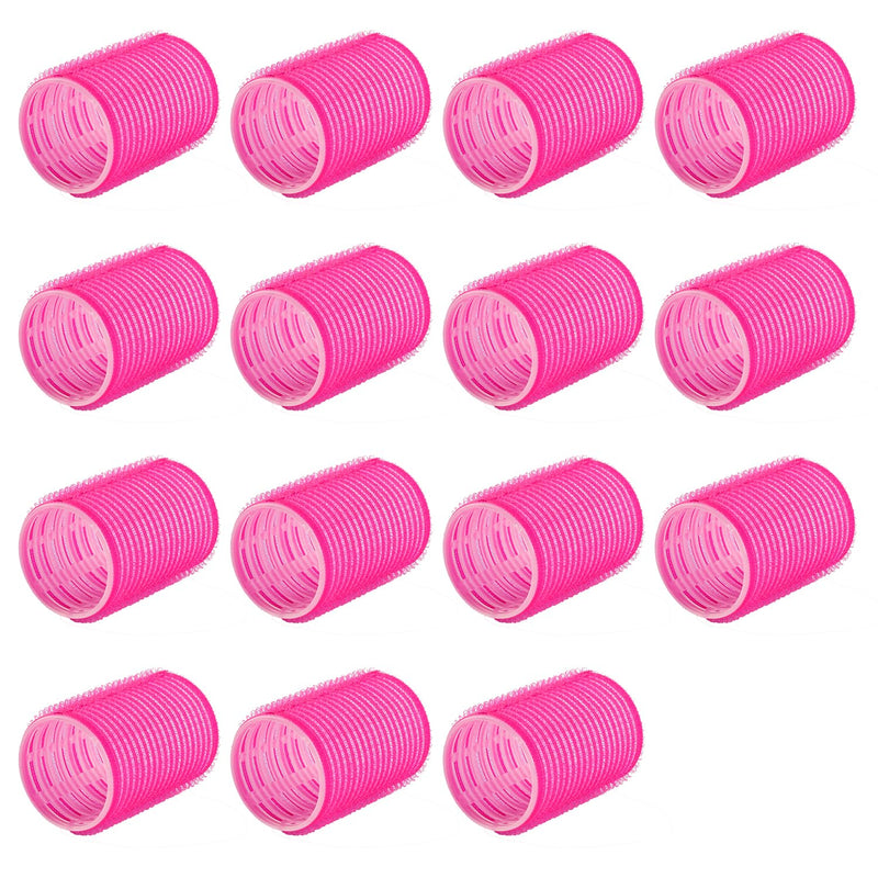 15 Pcs Nylon Hair Rollers, Rose Red Self-Grip Curlers, 4.4cm Diameter Styling Tools for Waves and Curls, Salon DIY Hairdressing Accessories