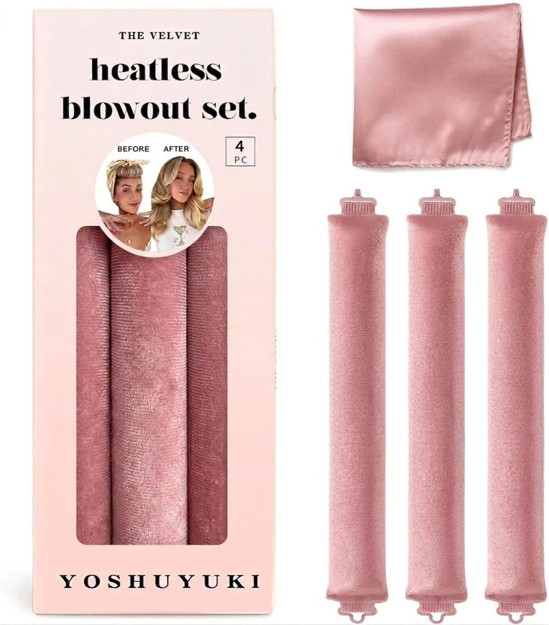  [AUSTRALIA] - YOSHUYUKI Heatless Hair Curler to Sleep in No Heat Satin Heatless Curls Overnight Rods Curling Set Jumbo Large Foam Sponge Hair Rollers Curlers for Long Short Hair Volume Women Styling Tools (Pink) Pink
