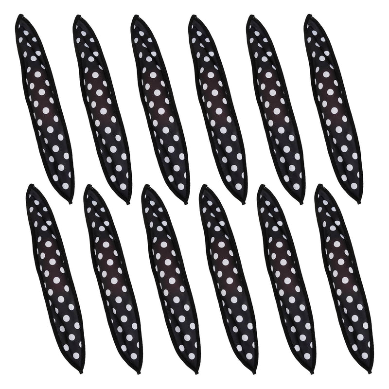 12PCS No Heat Hair Curlers, Curlers Heatless (Black Polka Dots) | Soft Satin Sponge Rollers for Long Short Hair, Heatless Curlers Overnight, Wave Formers for Natural-Looking Pillow Soft Curls