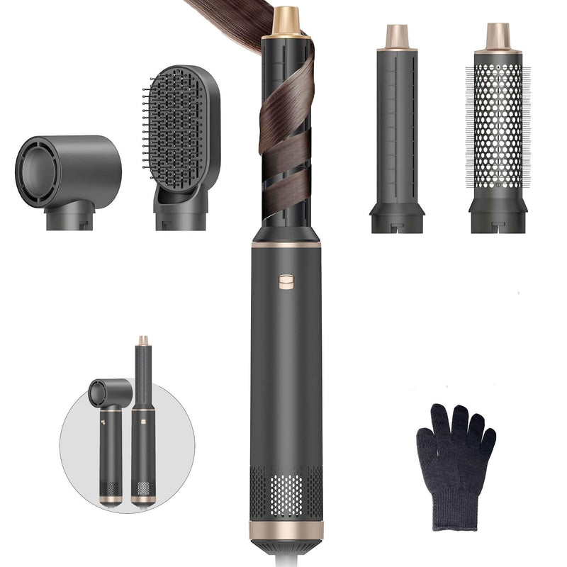 Hair Styler 5 in 1, Magic Styler, 1000W Hair Dryer Brush for Hair Styling, Hot Air Brush for Volumizing, Hair Wrap Dryer Set with Detachable Heads Comb