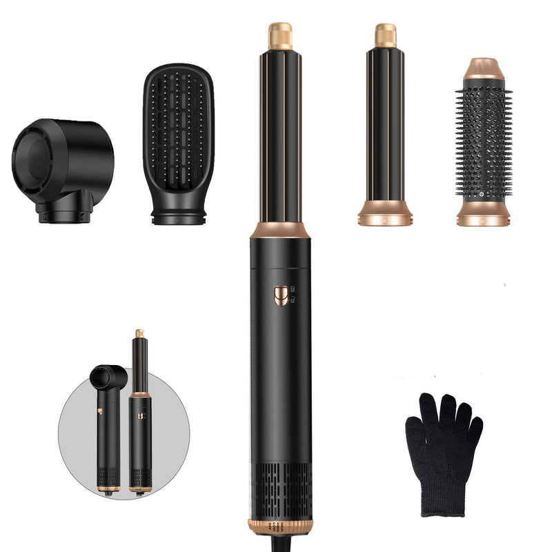 Air Hair Styler 5 in 1, Magic Styer, 1000W Hair Dryer Brush for Hair Styling, Hot Air Brush for Volumizing, Hair Wrap Dryer Set with Detachable Heads Comb Bronze