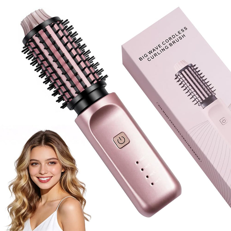 Thermal Brush,Blowout Boost Ionic Round Heated Hot Brush,2-in-1 Styling Tool,38mm Barrel,4 Temperature Settings,Create Natural Curls,Bouncy Hair,Easy to Use,Lightweight Dual,Pink