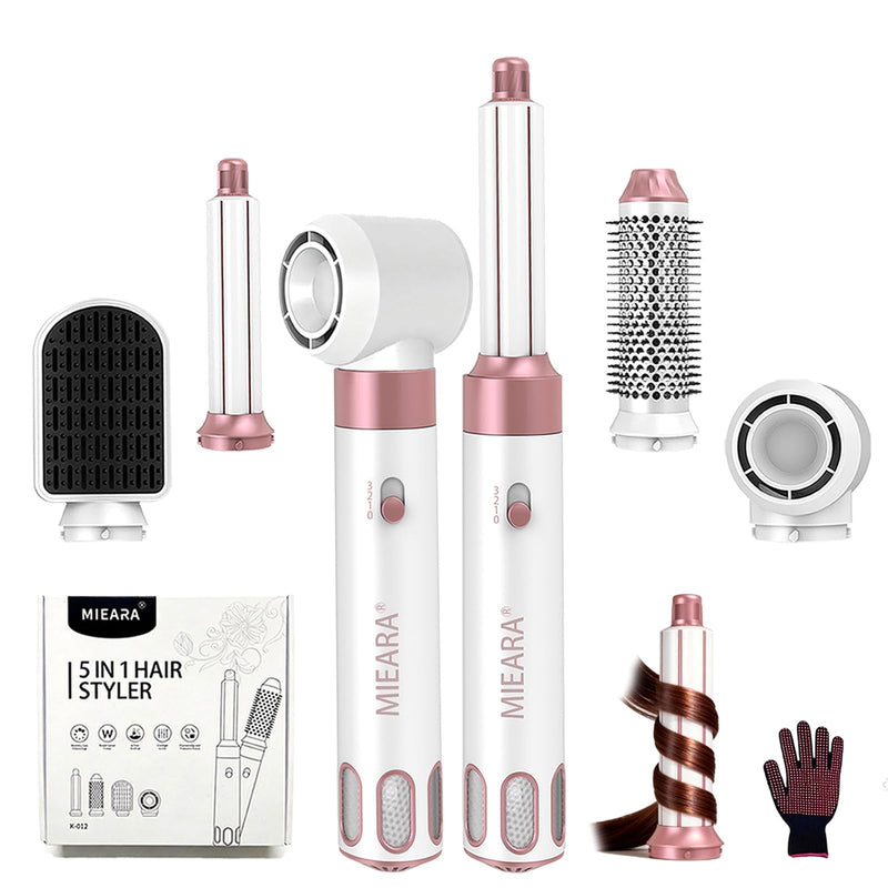 Air Styler 5 in 1 Hair Styler 1000W Hair Dryer Brush Negative Ion Hot Air Brush Hair Curlers, Travel Hair Dryer for Women for Fast Drying, Curling & Volumising