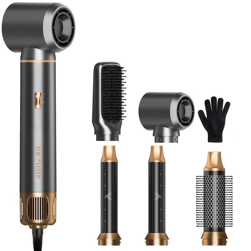 5 in 1 Hot Air Styler, Hair Dryer Brush with Auto Wrap Curlers, 3 Heat Settings, Fast Drying & Volumizing – Includes Curling Barrels & Straightening Comb (Matte) | Multi Hair Styling Tool with 3 Heat Settings, Curling Barrels and Straightening Comb for...