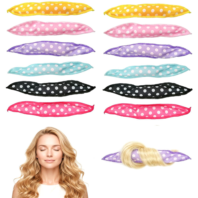 GZYCKJ 12 Pcs Heatless Hair Curlers, Pillow Rollers Sponge Wave Formers Sleep in Curlers Soft Foam for Long Short Hair Polka Dot Pattern