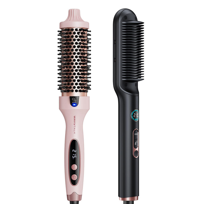  [AUSTRALIA] - Wavytalk Blowout Boost Thermal Brush Pink and Sleek Sweep Straightener Brush