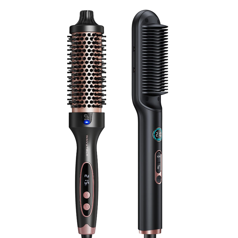  [AUSTRALIA] - Wavytalk Blowout Boost Thermal Brush Rose Gold and Sleek Sweep Straightener Brush
