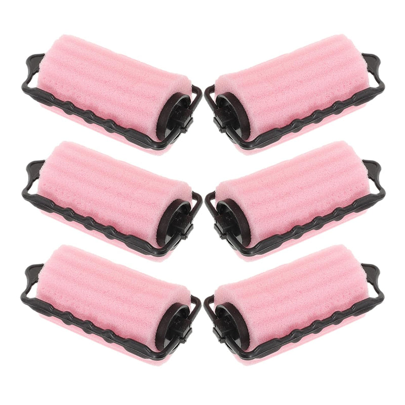 Baluue 6pcs Heatless Sponge Hair Rollers - Large 4.4cm Jumbo Foam Curlers for Overnight Sleeping, Overnight Volume Curls Styling Tools for Long and Short Hair, Pink