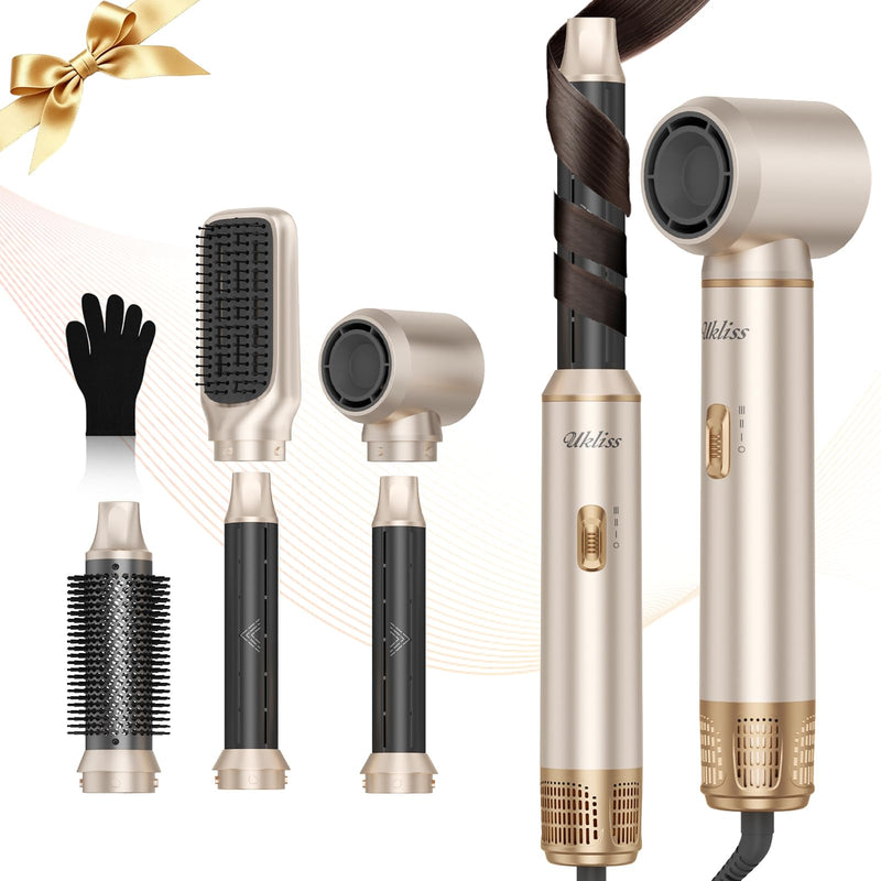 UKLISS Air Styler 5 in 1 Hair Styler Set 1000W Hair Sylers Hair Dryer Brush | with Hot Air Styler Air Curler, Volumizer, Round Brush, Air Stylers for Women - Sliver