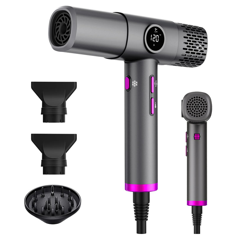 Hair Dryer, Professional Ionic Blow Dryer High Speed Hairdryer | with Diffuser Attachments, 3x Fast Drying, 500M Ion, Lightweight Compact Powerful Hair Dryer for Women & Men