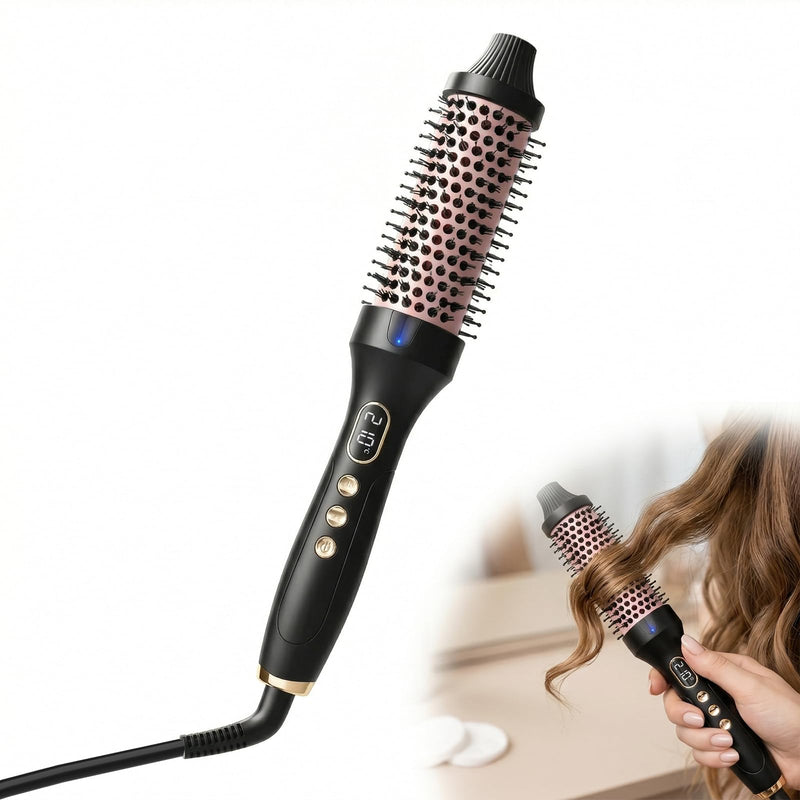  [AUSTRALIA] - Ninnyi Hot Brushes for Hair Styling, 38mm Adjustable Temperature Round Heated Thermal Curling Brush with Display for Short to Medium Hair