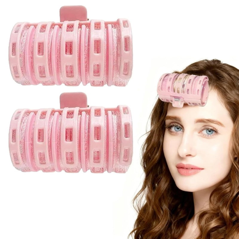 Hair Roller,2 Pcs Hair Curlers Rollers With Clips,Daily Use Rollers for Hair Curling Volume,Self Holding Hairs Curlers No Heat for Long & Short Hair,Fringe Roller DIY Curling Tool Curls for Styling