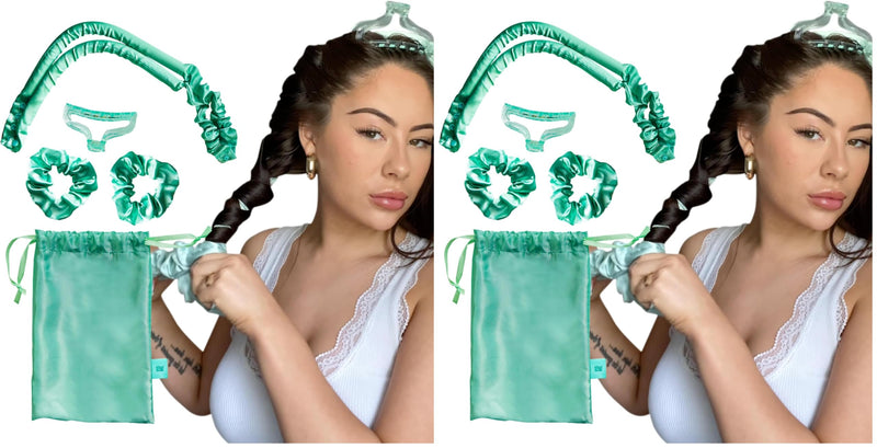 Give Me Cosmetics Heatless Curlers, Satin Hair Curler, No Heat Curls, Includes Scrunchies, Headband for Short & Long Hair, Claw Clip, Padded Blow Out Rod, Gifts for Teenagers Women (Pack of 2) 1 unité (Lot de 4) (Pack of 2)