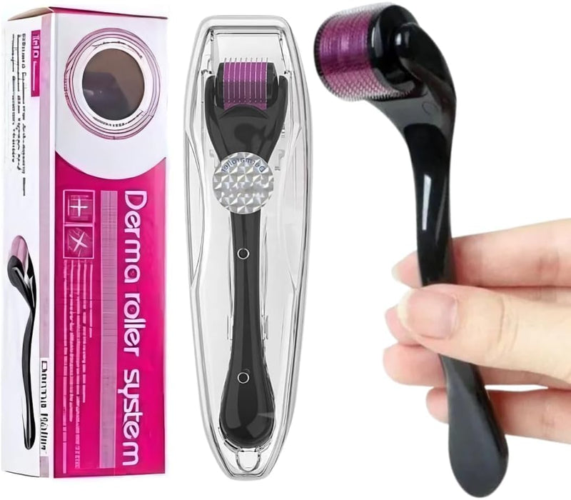 Derma Roller for Skin,Beard Derma Roller for Hair Growth & Care,Facial Roll, Micro needling 0.25mm 0.5mm 1mm 1.5mm,540 Titanium Micro Needles for Facial,Body & Hair Growth (0.5MM)