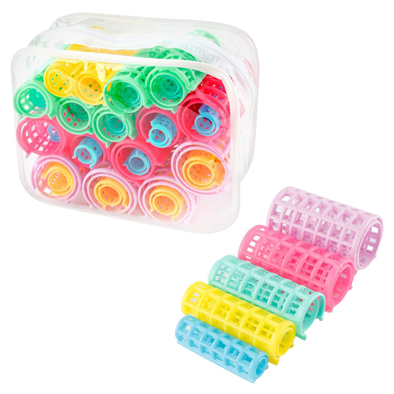 30PCS Plastic Hair Curlers, Self-Grip Roller Set, 5 Assorted Sizes for Volume, No Heat Damage Styling, Wet Hair Application, Home Beauty Tools