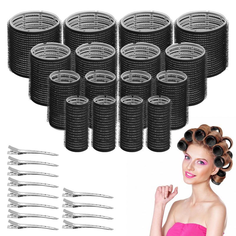 28 Pcs Self Grip Hair Rollers Set with Clips, Heatless Curlers for Short, Medium and Long Hair, Salon Hairdressing Rollers for Hair Volume, DIY Styling Tools for Women