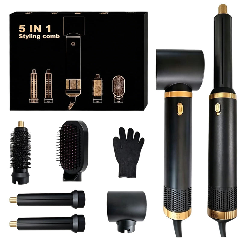 Hair Dryer Comb 5-in-1 Automatic air Curling Iron Set Hair, Styling Tool to Create Straight Hair Shiny Hair Soft Wavy or Narrow Curly Hair, Multifunctional Hair Comb