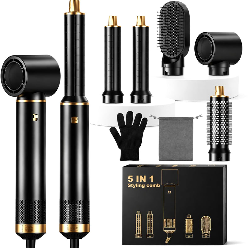 Hair Styler 5 in 1 Airbrush Set Multi-Blow Hair Dryer Brush | Magic Styler with Curl,Straighten,Wavy,Smooth and 3 Temperature for Volume,Curls,Smooth,Straighten,Dry& Style,Gifts for Women