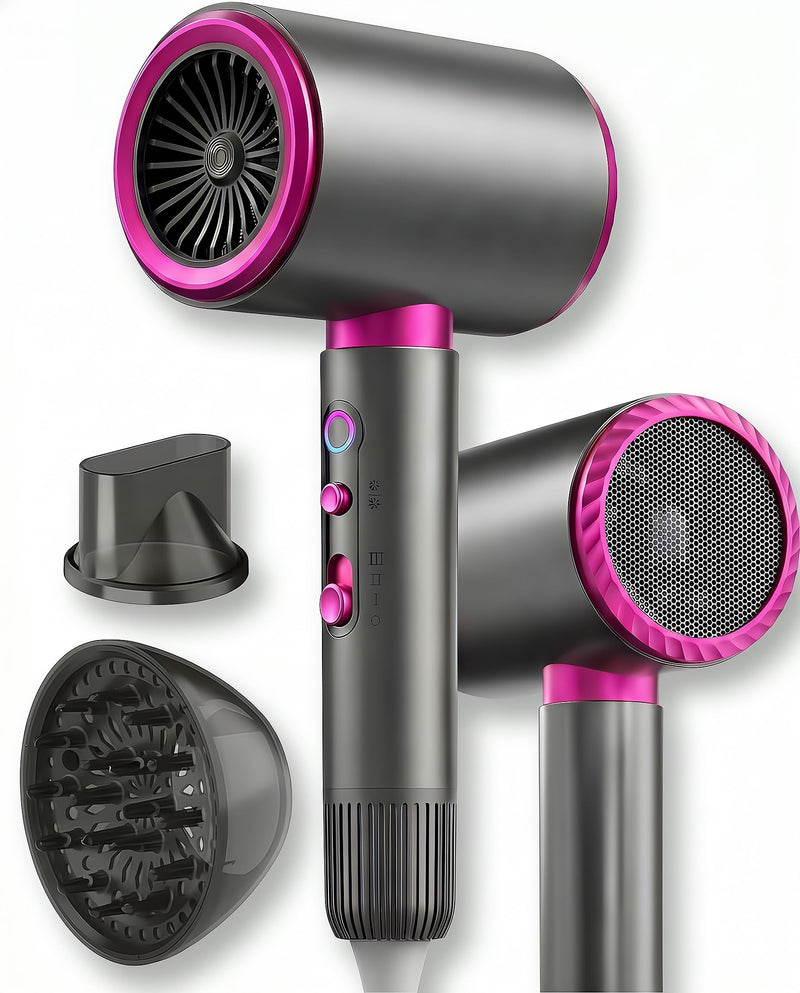 Ionic Hair Dryer 2200W with Diffuser & Concentrator, Fast Drying | 3 Heat & 2 Speed Settings, Cool Shot, Lightweight Design and Quiet Airflow for Women, Men, Curls and Daily Styling