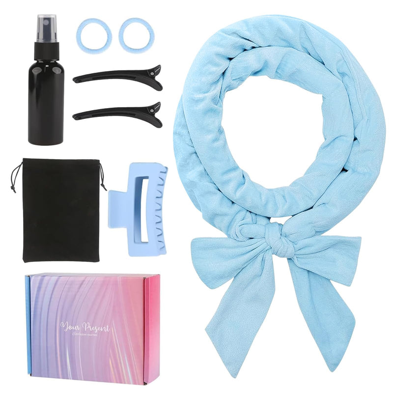  [AUSTRALIA] - 8Pcs Heatless Curlers Set, Hair Rollers with Clips, Heatless Curling Rods, No Heat Hair Curlers for Overnight Blowout rods, Heatless Curls for Long and Short Hair (blue) Blue 1 count (Pack of 1)