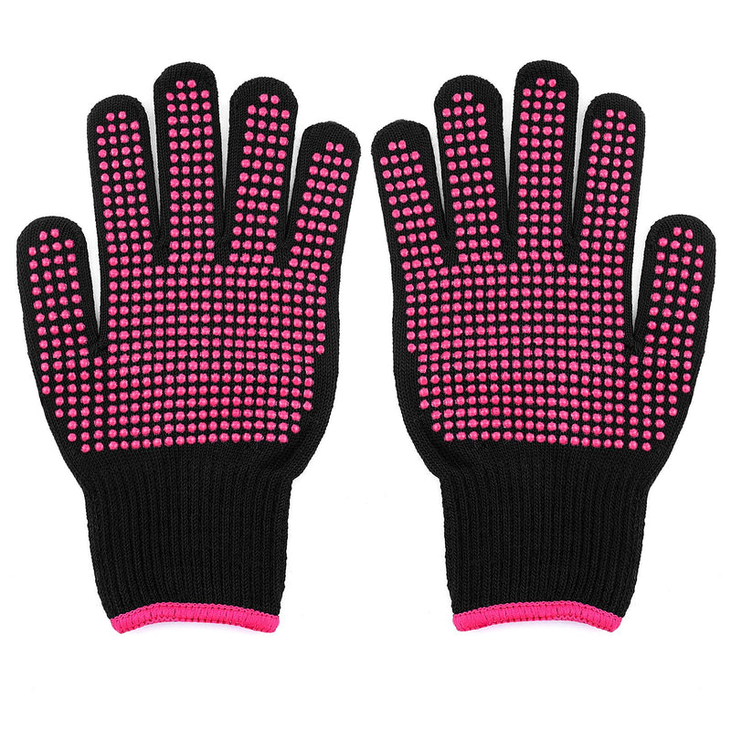 Heat Resistant Glove for Hair Styling, 2 PCS Professional Heatproof Mitts, Heat Protection Gloves with Non-Slip Silicone Bump for Hair Tools, Curling Iron Wand, Flat Iron, Hot-Air Brushes