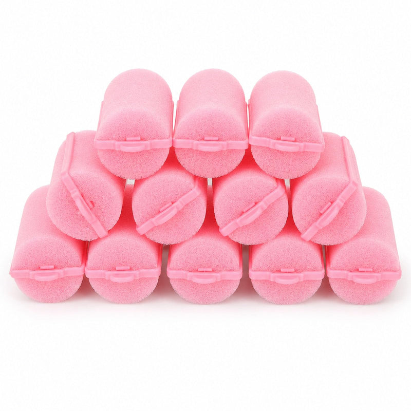 12 Pieces Foam Sponge Hair Rollers, Soft Sleeping Hair Curlers, Flexible No Heat Hair Styling Tool for Home Salon, Pink