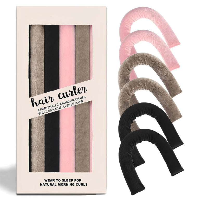 Pack of 6 Heat-Free Hair Rollers for Night, Velvet Curling Irons without Heat, Overnight Curls for Long & Short Hair