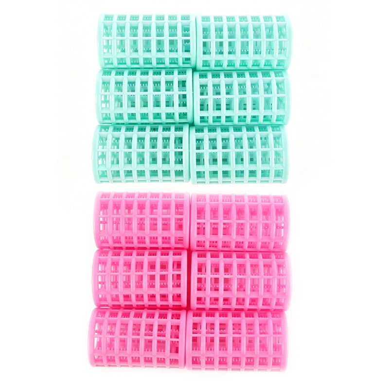 12PCS Hairdressing Curlers, Hair Curler Rollers, Natural Fluffy Hair Tool, for Salon Hairdressing and DIY Hairstyles,Create Great Hairstyles and Bangs Easily at Home Pink, green 456