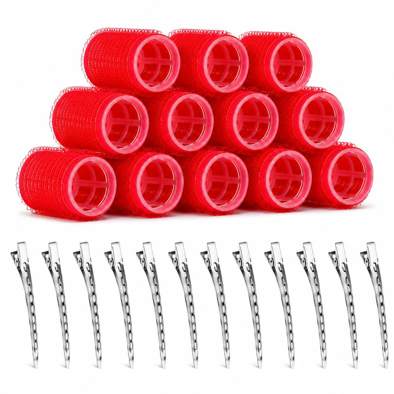 12 Small Hair Rollers For Short Hair, 20mm Velcro Rollers For Hair, 12Clips | Hair Rollers With Clips Hold Sections ,12 Self Grip Curlers For Hairdressing and DIY Styling, Lift Roots Without Heat