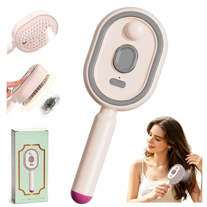 Electric Steam Brush for Hair, Electric Spray Air Cushion Massage Comb | 3-in-1Rechargeable Electric Spray Massage Comb,Self-Cleaning, Anti-Tangle&Anti-Static for frizzy hair and scalp care