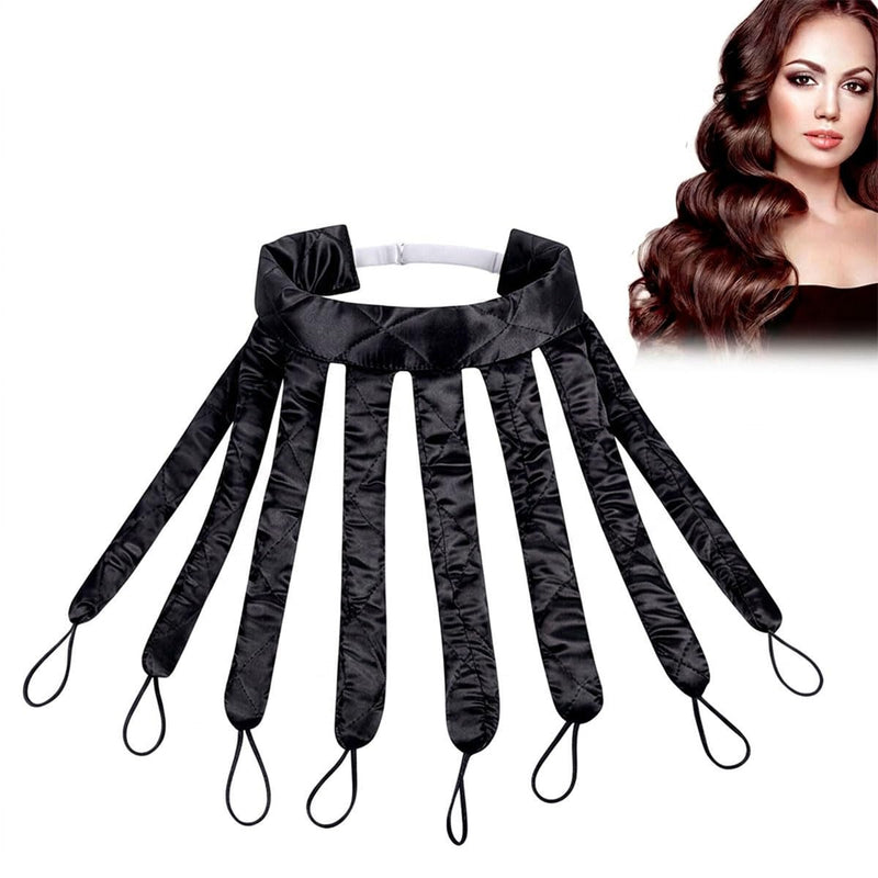 Octopus Heatless Hair Curlers Headband for 8 Claw Curling Rod, Women Heatless Hair Rollers No Heat Silk Curls Headband for Long Hair, DIY Foam Curlers (Black) black
