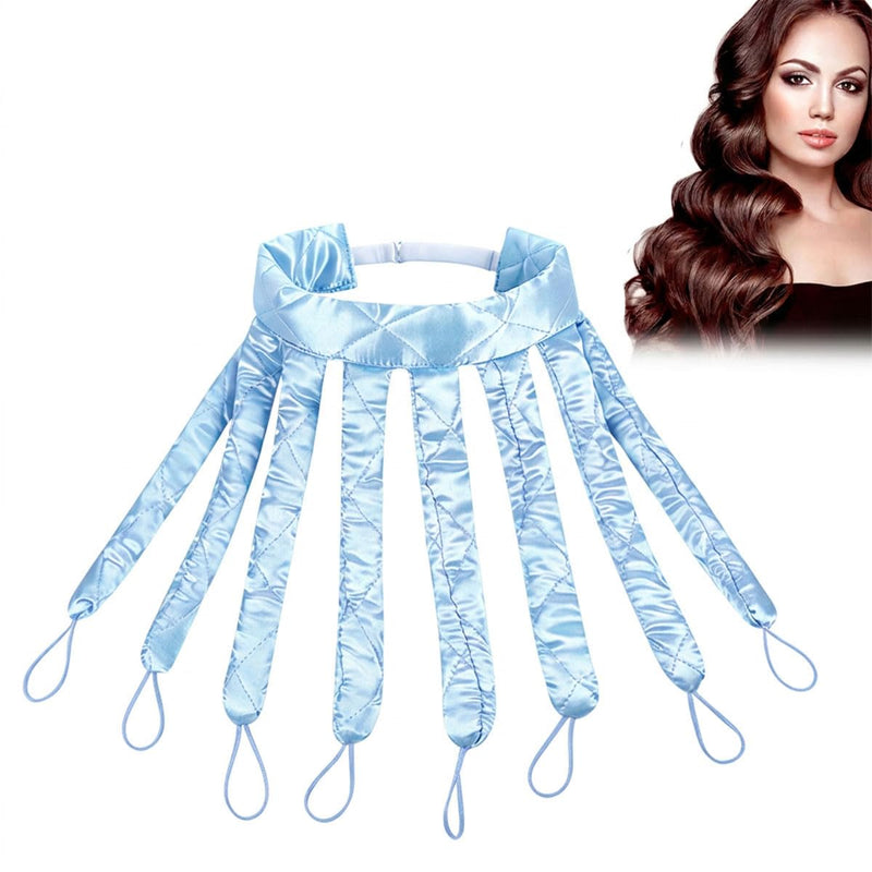 Octopus Heatless Hair Curlers Headband for 8 Claw Curling Rod, Women Heatless Hair Rollers No Heat Silk Curls Headband for Long Hair, DIY Foam Curlers (Blue) blue